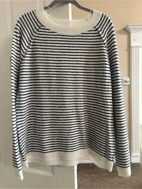 Staccato Black and White Striped Crewneck Sweater